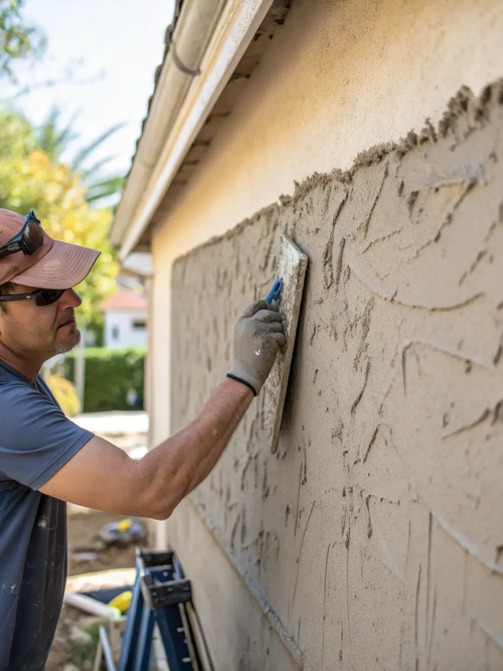 A close-up shot of a perfectly repaired drywall surface, seamlessly blended and ready for painting, showcasing the quality of handy-pro24.com's drywall repair service.